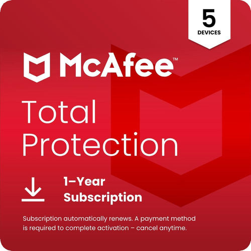 McAfee Total Protection 5-Device 2025 | Security Software Includes Antivirus, Secure VPN, Scam Protection, Identity Monitoring | 1-Year Subscription with Auto-Renewal | Download
