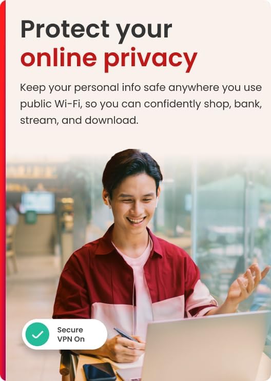 McAfee Total Protection 5-Device 2025 | Security Software Includes Antivirus, Secure VPN, Scam Protection, Identity Monitoring | 1-Year Subscription with Auto-Renewal | Download